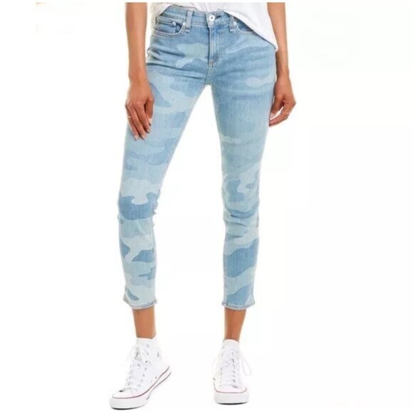 Rag & Bone Womens 28 Cate Mid Rise Ankle Skinny Blue Camo Cropped Jeans - Picture 2 of 14